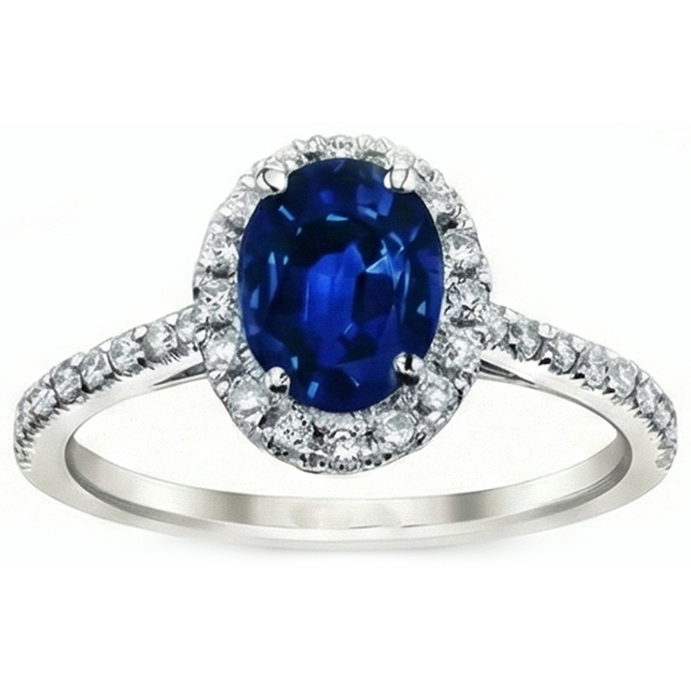 3 Carat blauer Saphir-Halo-Ring