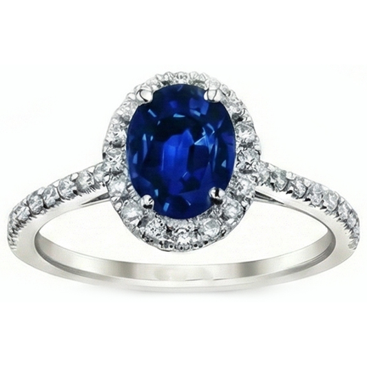 3 Carat blauer Saphir-Halo-Ring