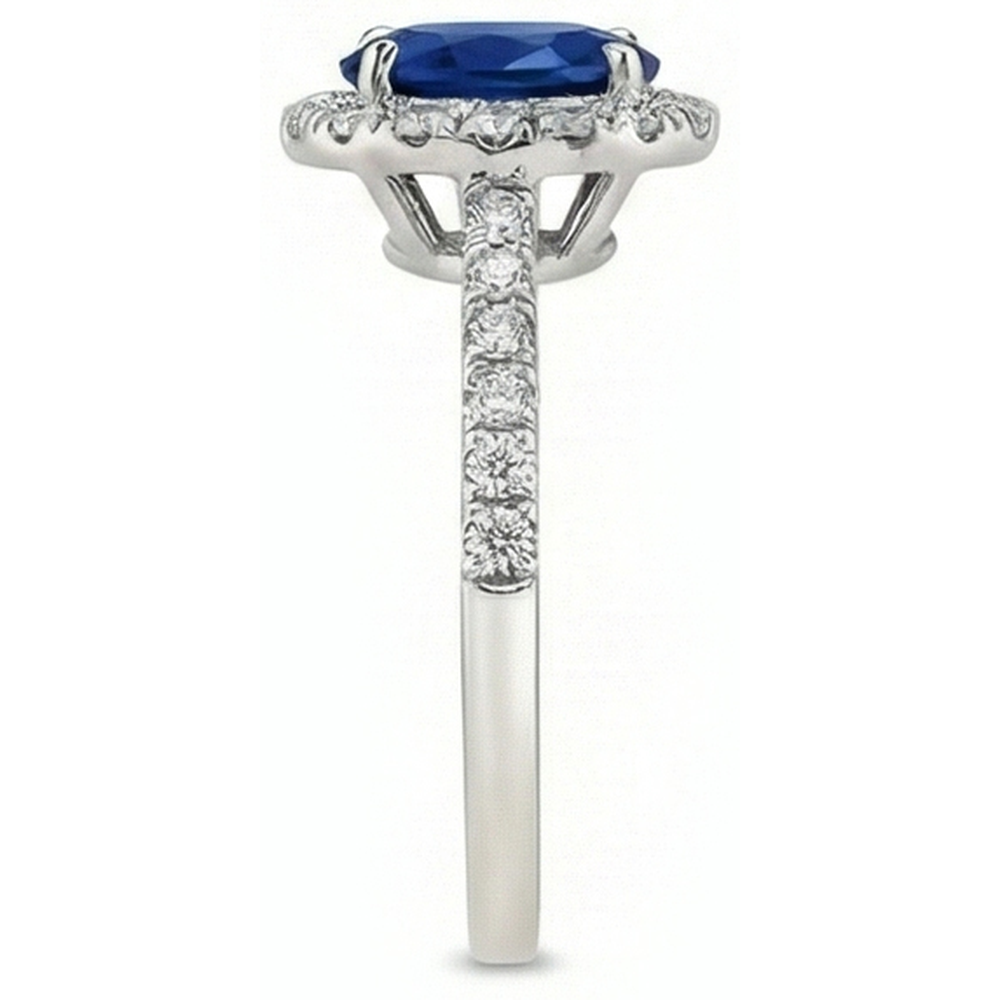 3 Carat blauer Saphir-Halo-Ring