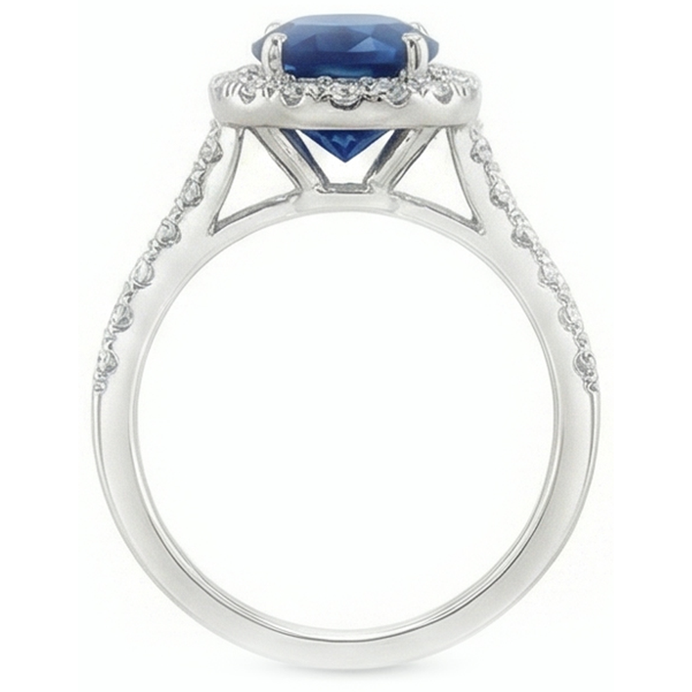 3 Carat blauer Saphir-Halo-Ring