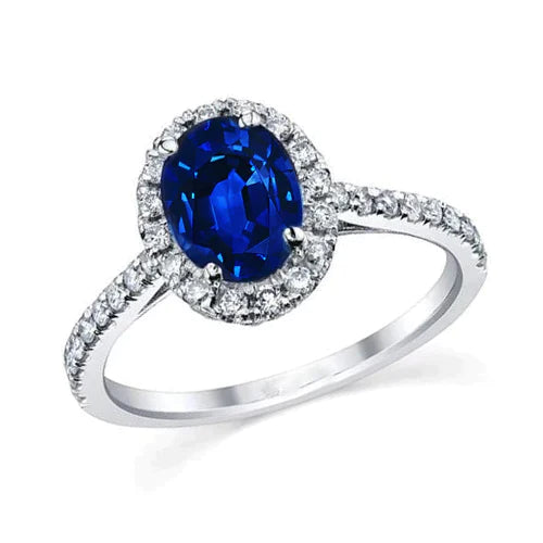 3 Carat blauer Saphir-Halo-Ring