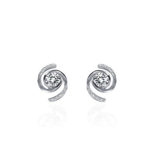 3 Carats Circle Shape Stud Earrings Runden Cut Echt Diamants White Gold