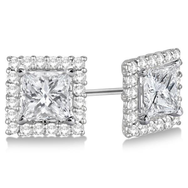 3 Carats Echt Diamant Jacket Earring Studs Halo White Gold 14K Jewelry