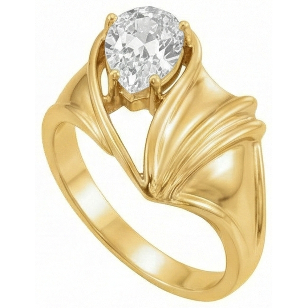 Solitär-Verlobungsring 14K Gelbgold mit Brillant – Frontansicht