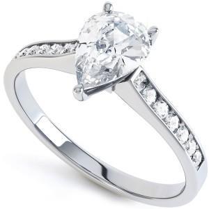 3 Karat Birne und funkelnder Echt Diamanten im Rundschliff Ehering