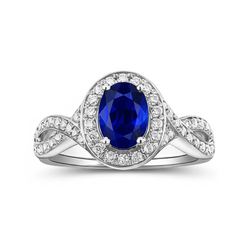 3 Karat Ceylon Saphir Aus der Erde Abgebauter Natürlicher Diamant Twist Ring Weißgold 14K Damen Schmuck