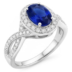 3 Karat Ceylon Saphir Aus der Erde Abgebauter Natürlicher Diamant Twist Ring Weißgold 14K Damen Schmuck