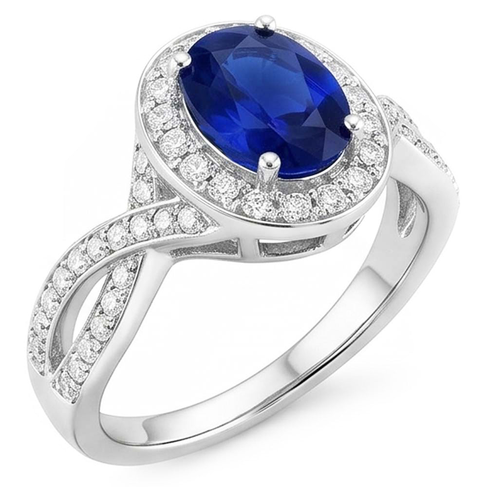 3 Karat Ceylon Saphir Aus der Erde Abgebauter Natürlicher Diamant Twist Ring Weißgold 14K Damen Schmuck