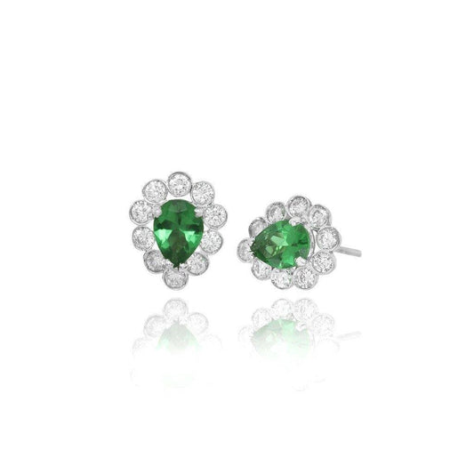 3 Karat Diamant Mit Grün Smaragd Stud Halo Ohrring Damen Goldschmuck