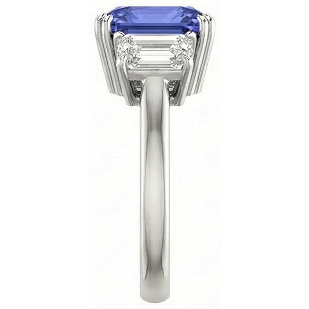 3 Karat Drei-Stein-Smaragd-Natürlicher Diamant ( nicht im Labor gezüchtet ) & strahlender Saphirring