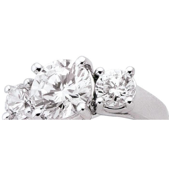 3 Karat Drei-Stein-Verlobungsring mit rundem Echt Diamant