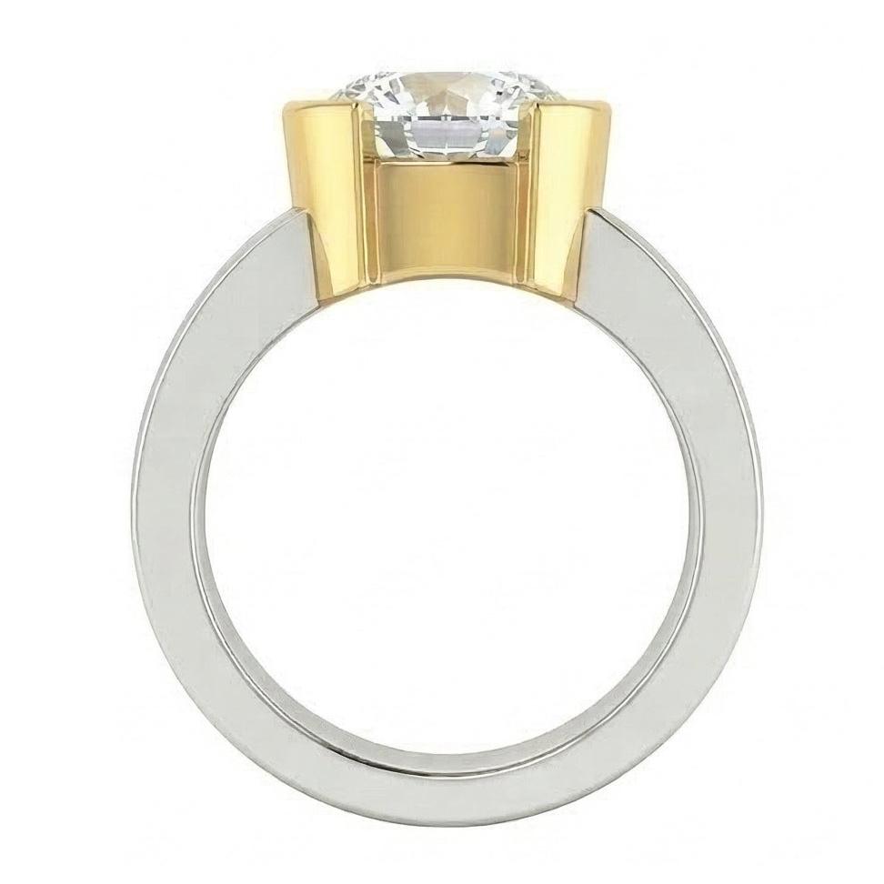 3 Karat Echt Aus der Erde Abgebauter Natürlicher Diamant-Solitär-Ring Zweifarbiges Gold 14K