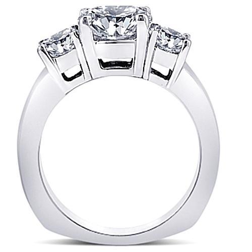 3 Karat  Echt Diamant Drei-Steine-Jubiläums-Verlobungsring Weißgold