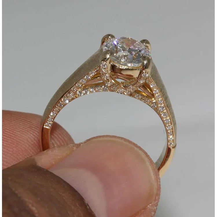 3 Karat Echt Diamant-Finish Micro Pave Ring Gelbgold 