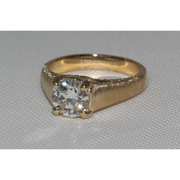 3 Karat Echt Diamant-Finish Micro Ring Gelbgold Neu