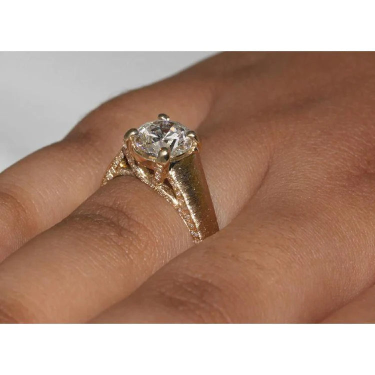 3 Karat Echt Diamant-Finish Ring Gelbgold Neu