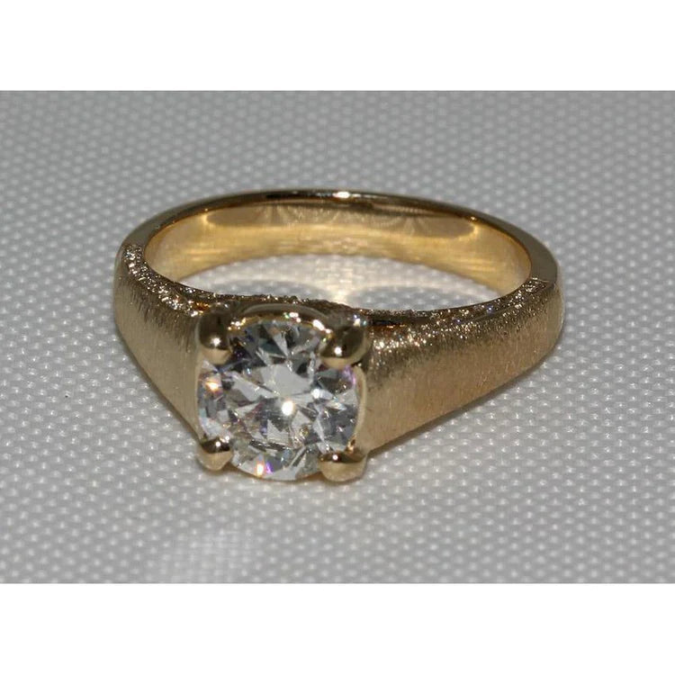 3 Karat Echt Diamant-Finish Micro Pave Ring Gelbgold Neu