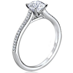 3 Karat Echt Aus der Erde Abgebauter Natürlicher Diamant-Solitärring im Rundschliff mit Akzenten Weißgold 14K