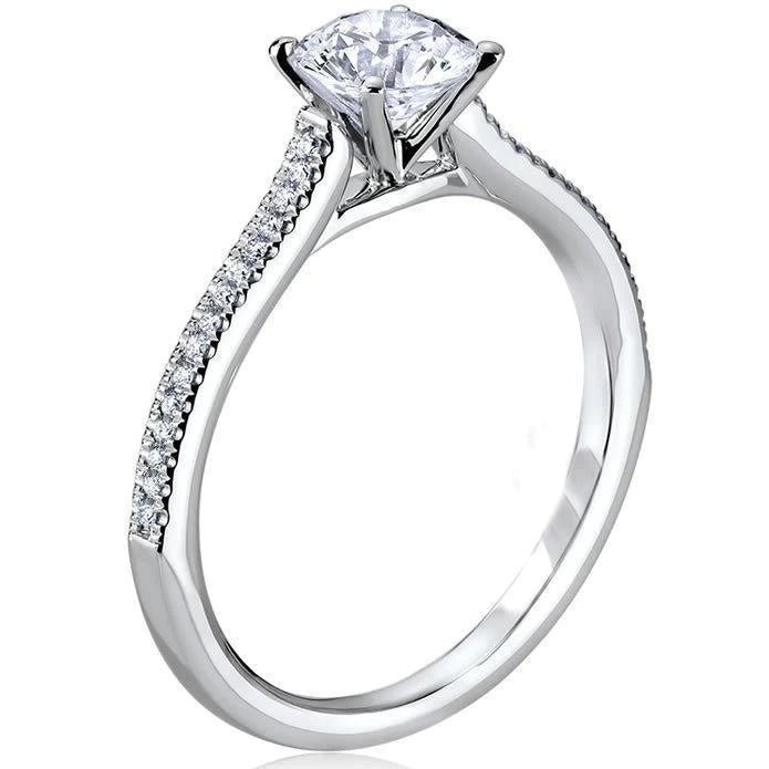 3 Karat Echt Diamant-Solitärring im Rundschliff mit Akzenten Weißgold 14K