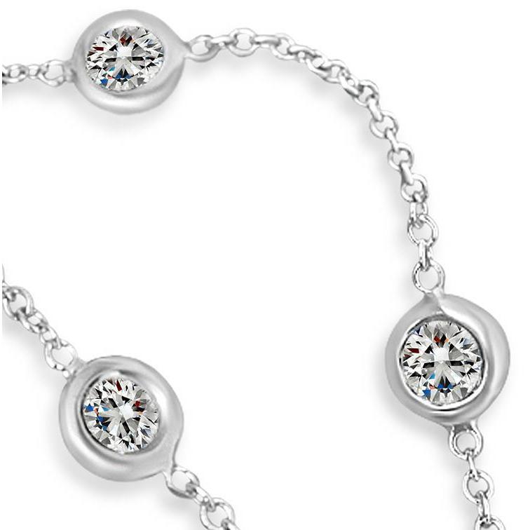 3 Karat Echt Diamanten Meterware Halskette Lünette 14K 46 cm Kette