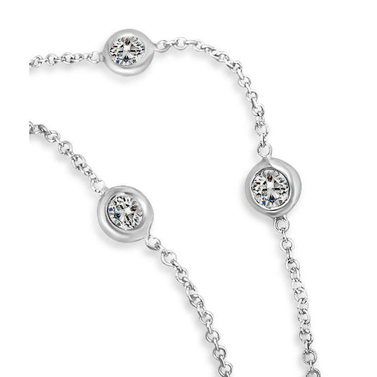 3 Karat Echt Diamanten Meterware Halskette Lünette 14K 46 cm Kette