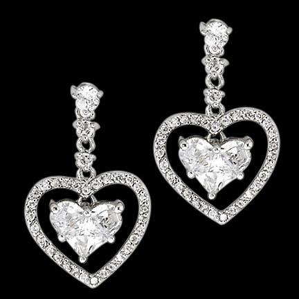 3 Karat Herz-Echt Diamant-Ohrringe Herz-Stil Ohrhänger Weißgold