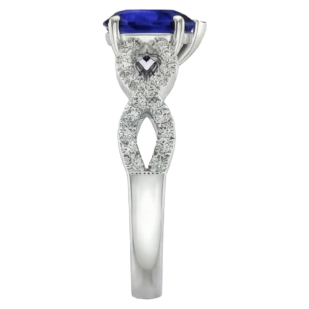 3 Karat Herz Edelstein Blauer Saphir Natürlicher Diamant ( nicht im Labor gezüchtet ) Ring Infinity Style