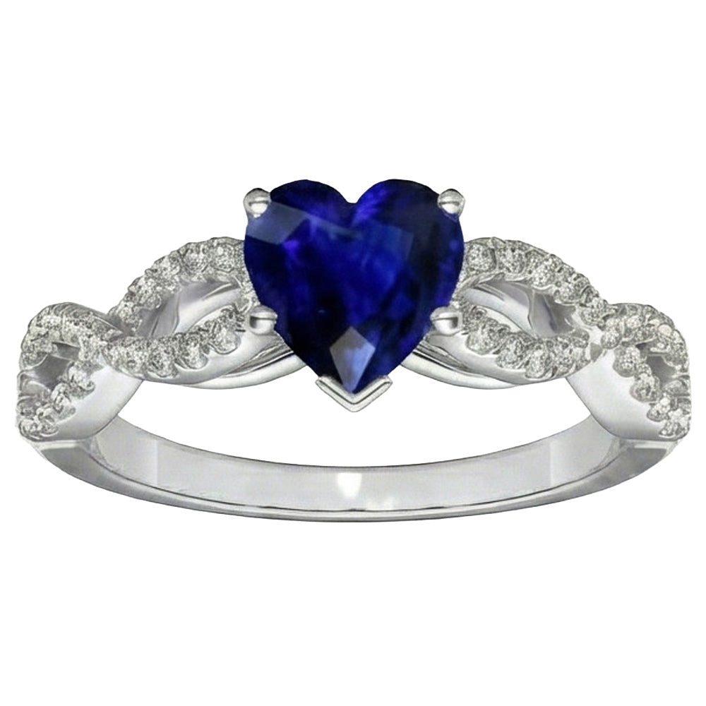 3 Karat Herz Edelstein Blauer Saphir Natürlicher Diamant ( nicht im Labor gezüchtet ) Ring Infinity Style