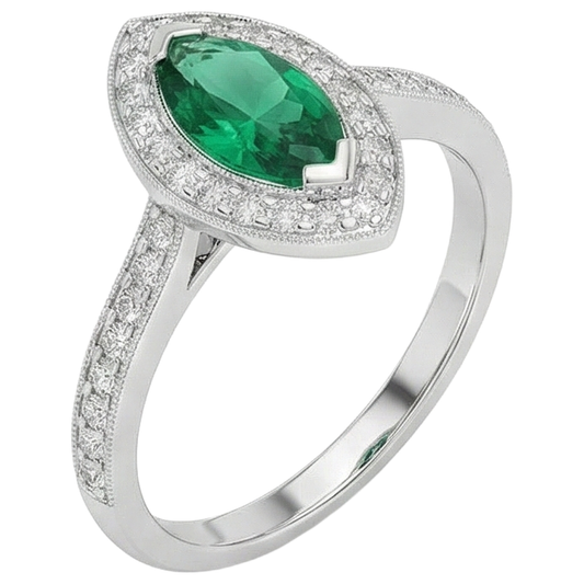 echter marquise smaragd 3Karat ring Seitenansicht