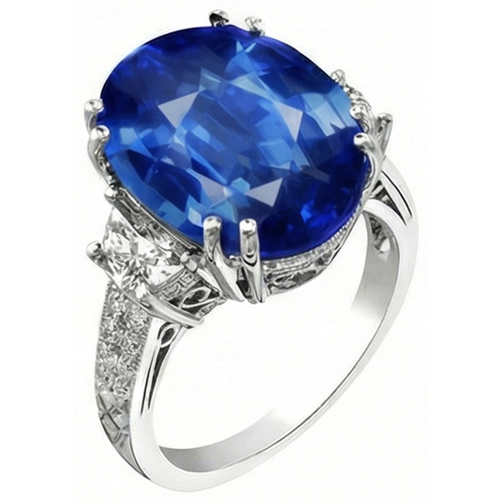 3 Karat Oval Sri Lanka Blauer Saphir Aus der Erde Abgebauter Natürlicher Diamanten Jubiläumsring