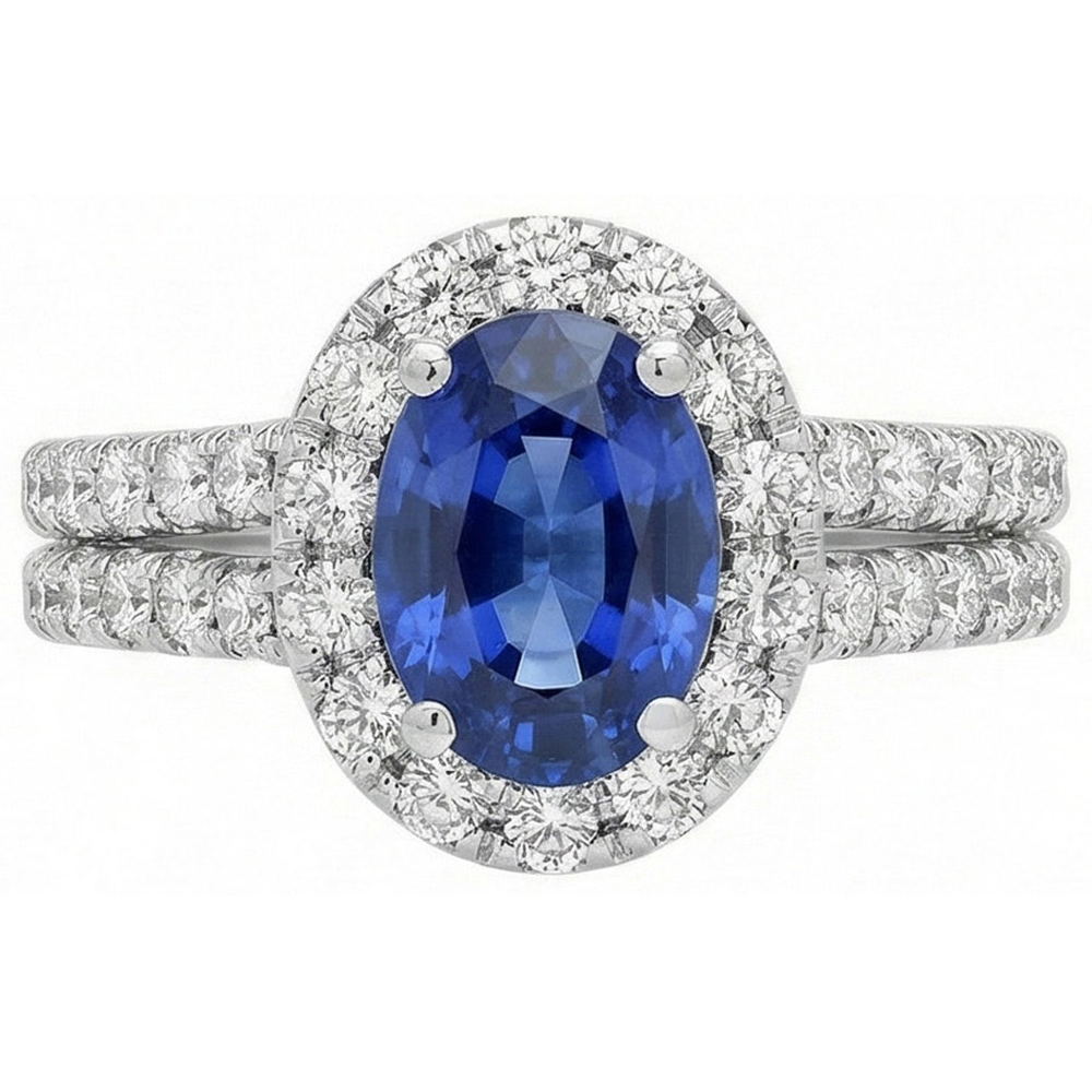echter oval saphir 3Karat ring Vorderansicht