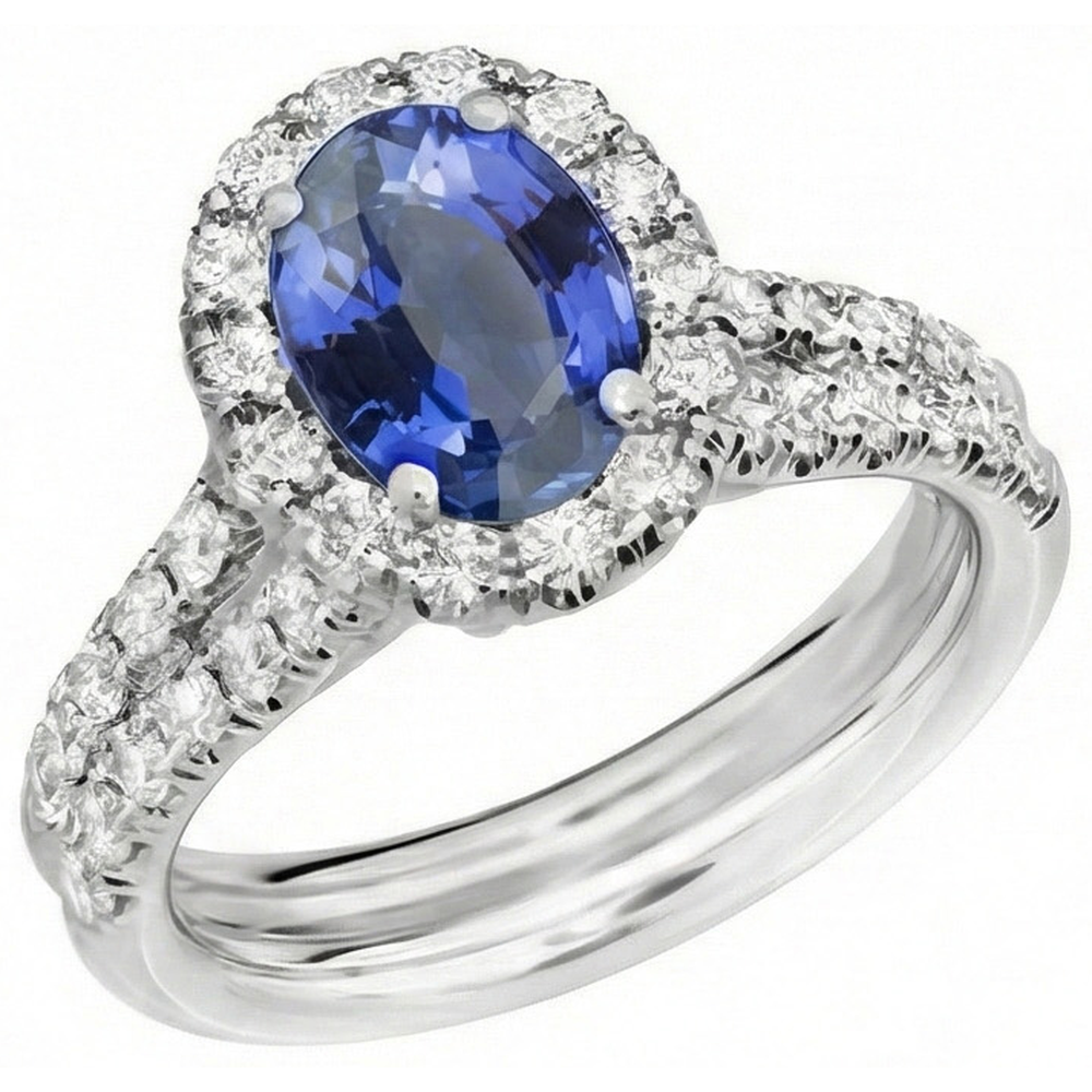 echter oval saphir 3Karat ring Seitenansicht
