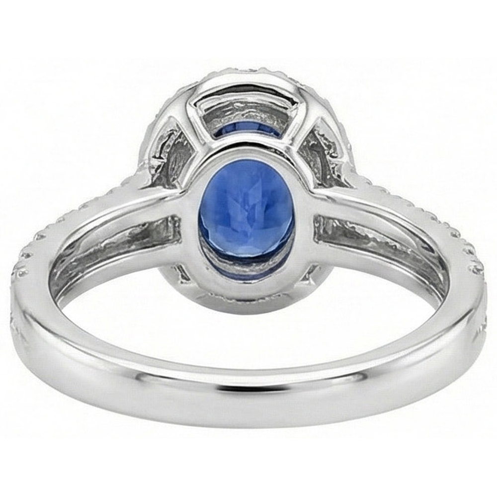 echter oval saphir 3Karat ring Draufsicht