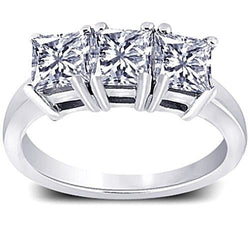 3 Karat Prinzessin Echt Diamanten Verlobungsring mit drei Steinen Weißgold 14K