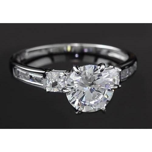 3 Karat Runder Echt Diamant-Verlobungsring Drei Steine Weißgold 14K