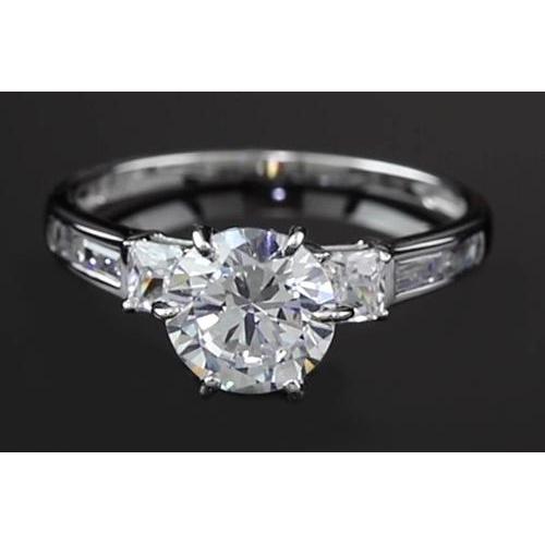 3 Karat Runder Echt Diamant-Verlobungsring Drei Steine Weißgold 14K