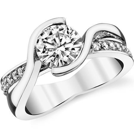 3 Karat Rundschliff funkelnde Echt Diamanten Verlobungsring Twisted Shank Neu