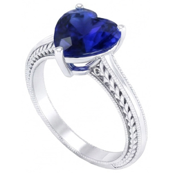 3 Karat Solitaire Ceylon Blauer Saphir Ring Antik-Stil Weißgold