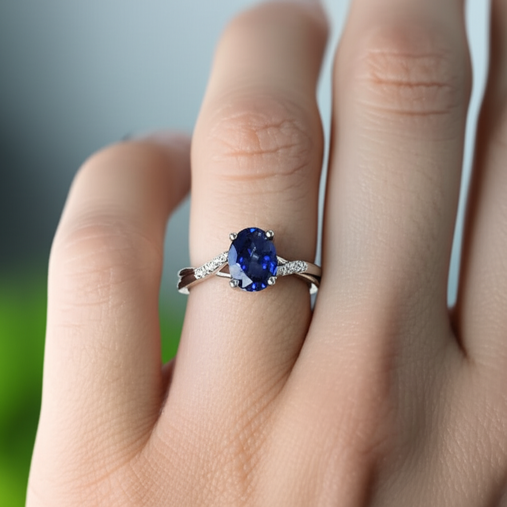 echter oval diamant 3Karat ring Profilansicht