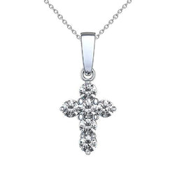 3 Karat Wunderschöne Echt Runde Aus der Erde Abgebauter Natürlicher Diamanten Kreuzan Hänger-Halskette Brillant Schliff