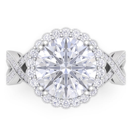 3 Karat echter runder Aus der Erde Abgebauter Natürlicher Diamant, Ehering im antiken Stil, edler Schmuck