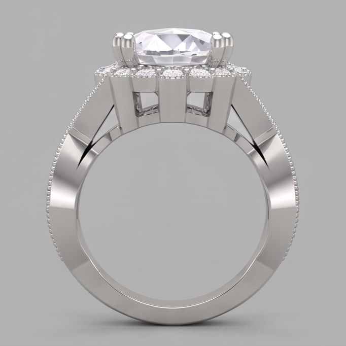 3 Karat echter runder Aus der Erde Abgebauter Natürlicher Diamant, Ehering im antiken Stil, edler Schmuck