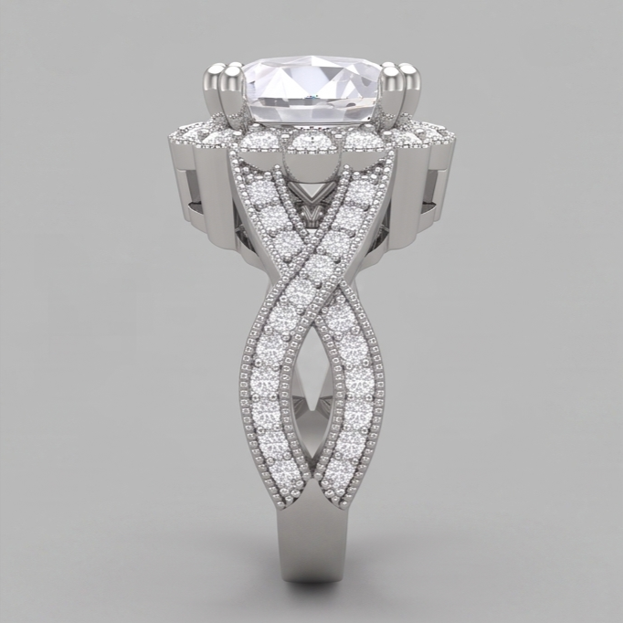 3 Karat echter runder Aus der Erde Abgebauter Natürlicher Diamant, Ehering im antiken Stil, edler Schmuck