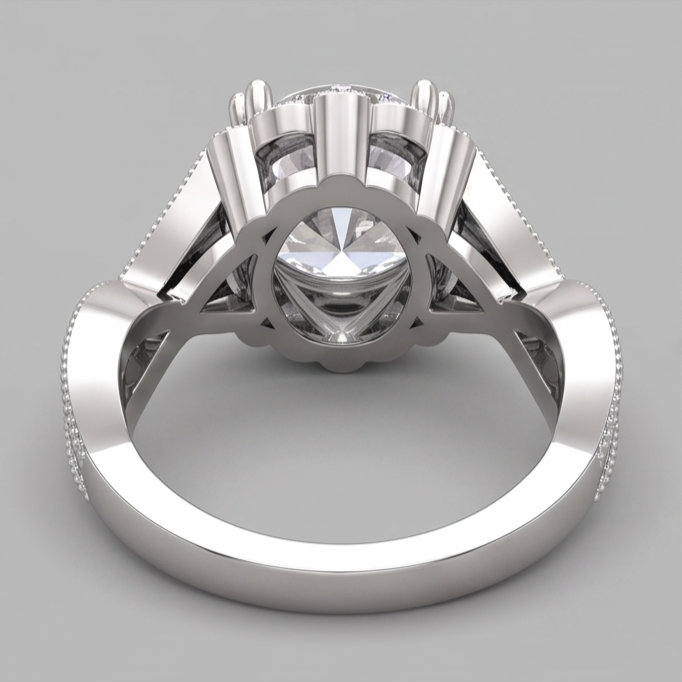 3 Karat echter runder Aus der Erde Abgebauter Natürlicher Diamant, Ehering im antiken Stil, edler Schmuck