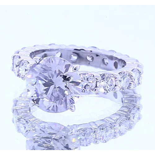 3 Karat runder Echt Diamant Verlobungsring in 4 Krappenfassung