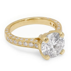 3 Kt Wunderschöner Echt Aus der Erde Abgebauter Natürlicher Diamant Jubiläumsring Gelbgold