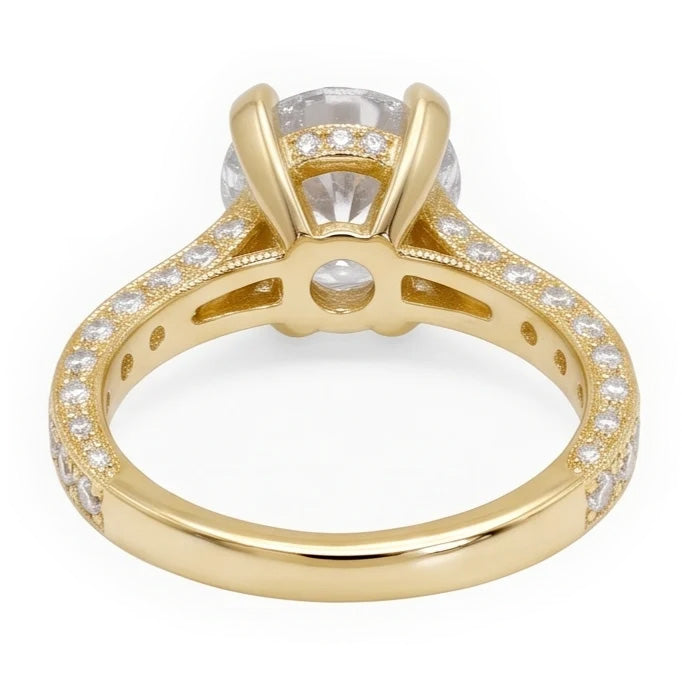 3 Kt Wunderschöner Echt Aus der Erde Abgebauter Natürlicher Diamant Jubiläumsring Gelbgold