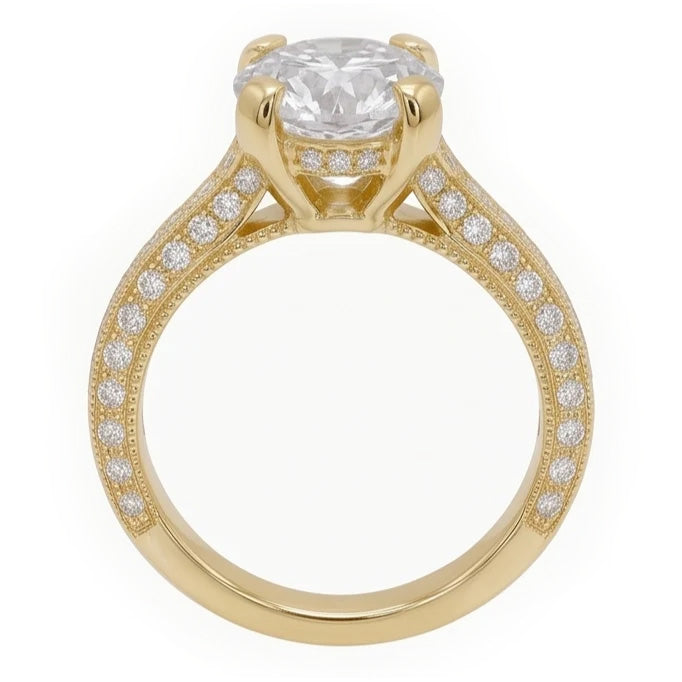 3 Kt Wunderschöner Echt Aus der Erde Abgebauter Natürlicher Diamant Jubiläumsring Gelbgold