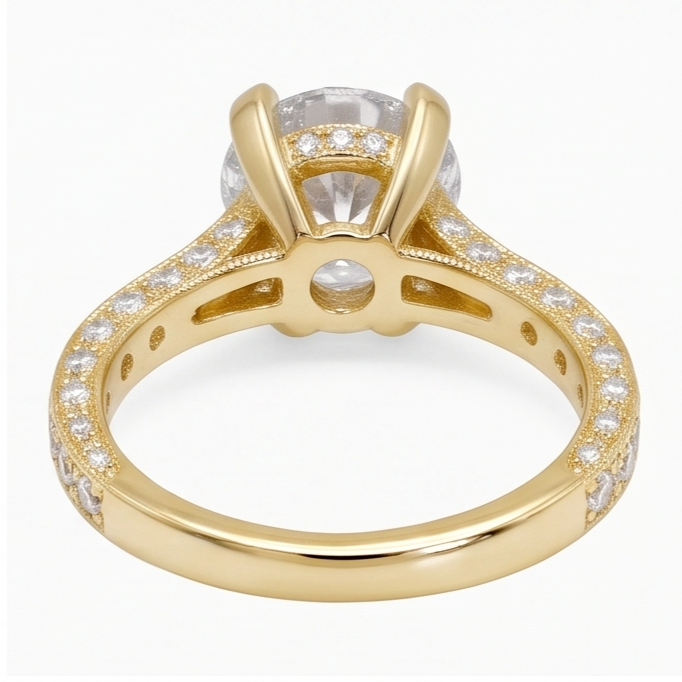 3 Kt Wunderschöner Echt Aus der Erde Abgebauter Natürlicher Diamant Jubiläumsring Gelbgold