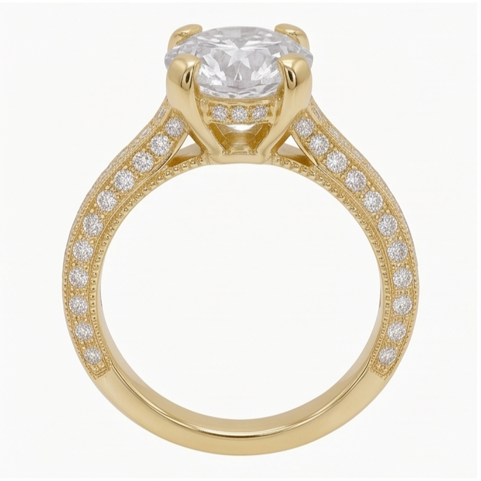 3 Kt Wunderschöner Echt Aus der Erde Abgebauter Natürlicher Diamant Jubiläumsring Gelbgold